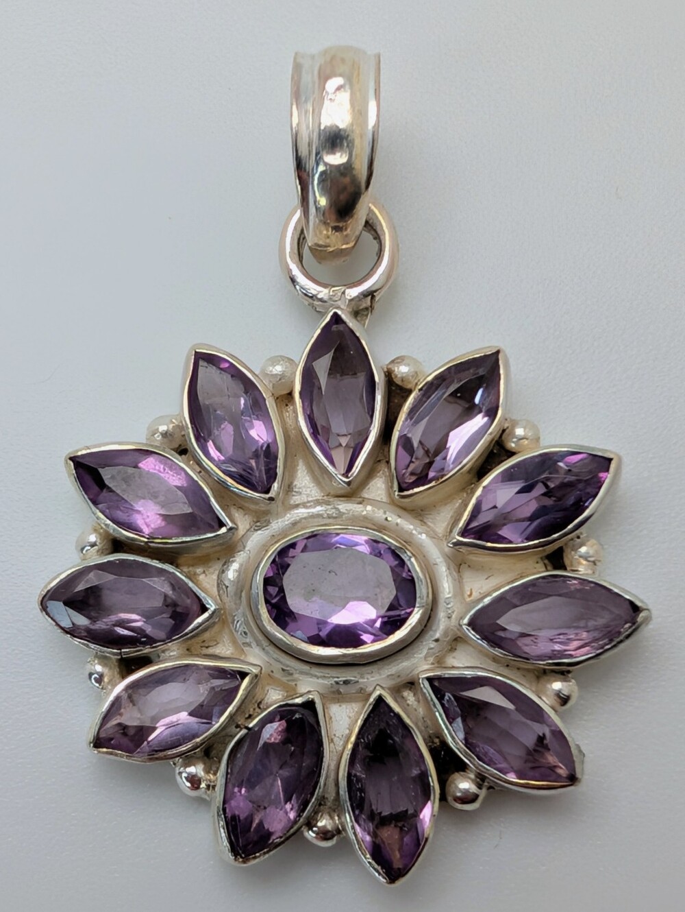 Amethyst Cluster S925 Sterling Silver Pendant